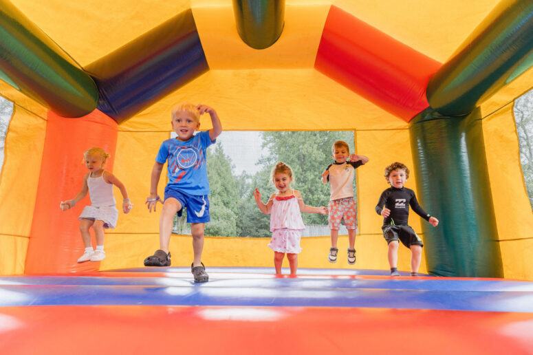 Campers having fun during organized camp activities