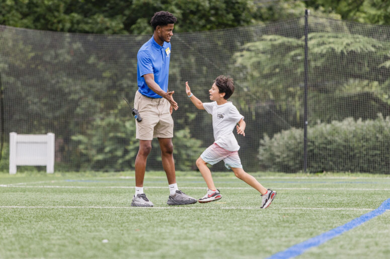 Flag football at multisport summer camp