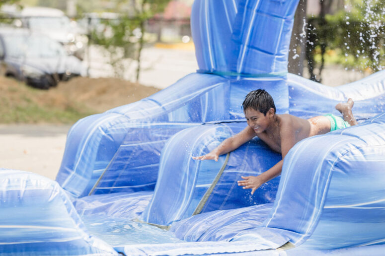 Kids at the pool at summer camp in Washington, DC