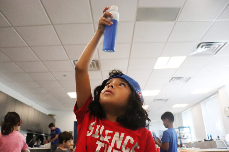 Hands-on science activity at kids camp in Maryland
